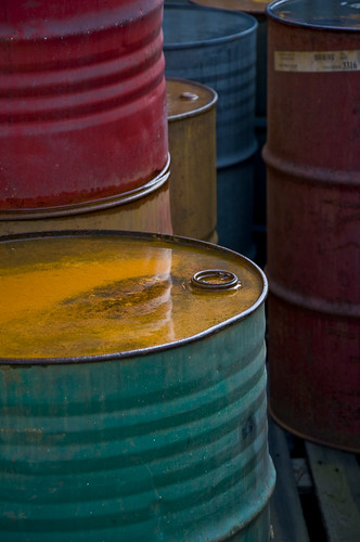 Colorful Old Oil Barrels by L.C.Nøttaasen