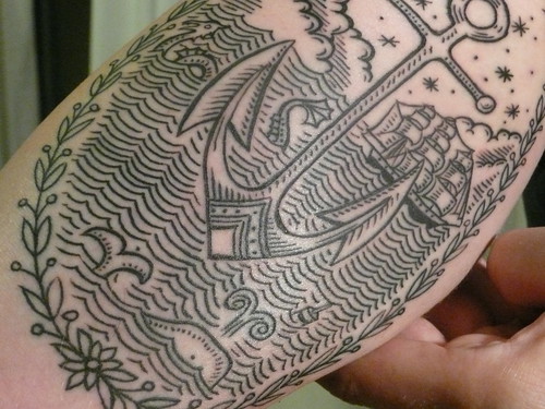 nautical anchor tattoo by Duke Riley at East River Tattoo