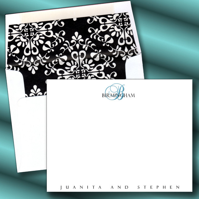 You Card Wedding Elegant Exquisite Lined Envelopes Quality Blue Monogram