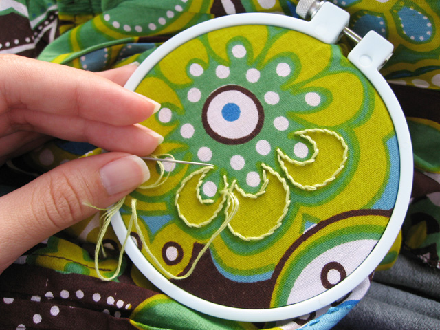 embroidering my skirt