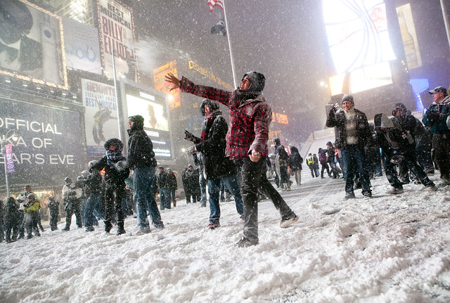 Snowball Fight in Times Square, Manhattan, Dec. 19, 2009