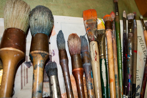 old paint brushes