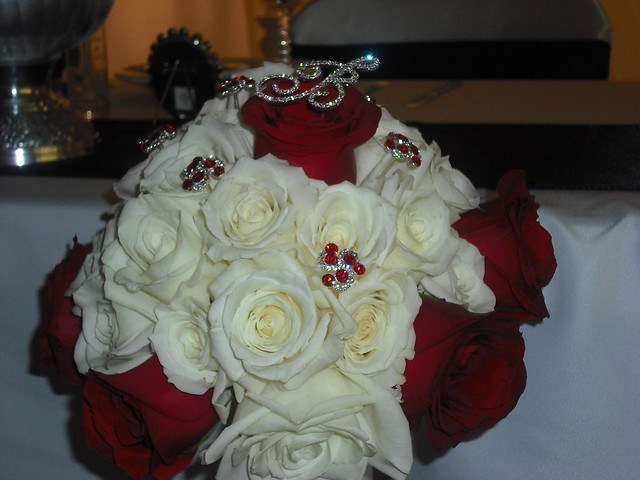 Adding to the bridal bouquet red crystal swirl bridal bouquet jewelry 