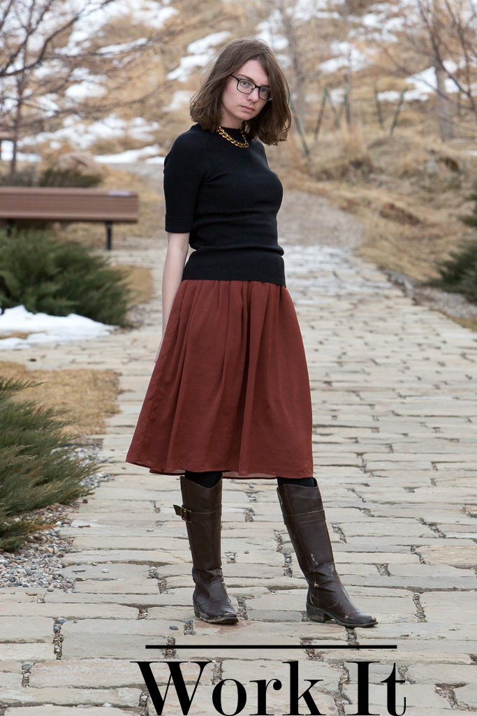 trench coat, brown, black, outfit, skirt, sweater, Never fully dressed, withoutastyle, wyoming, 