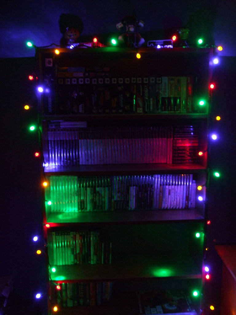 Christmas Decorations '08- Bookshelf in the Dark