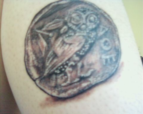 Owl Tattoo Owl side of the Athena coin