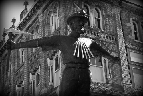 Statue to the Tin Miner - Redruth, Cornwall (BW version) by Stocker Images
