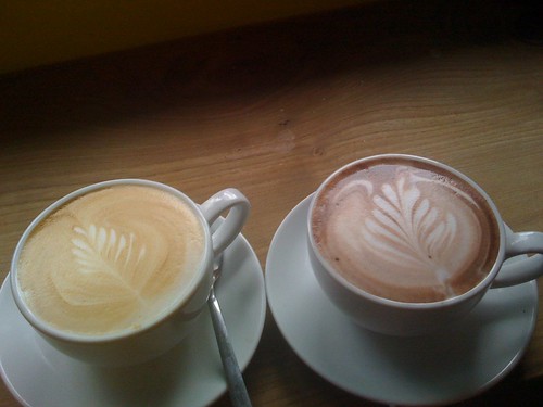 Latte and hot chocolate at The Counter