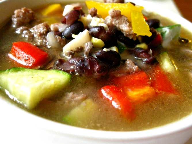 Black bean zucchini corn and bell pepper soup