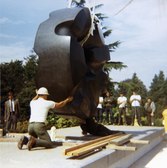 Installing Black Sun at Volunteer Park, 1969