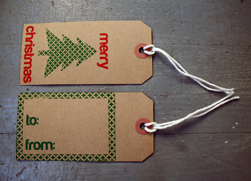 Gocco gift tag front and back by Deucecities Henhouse