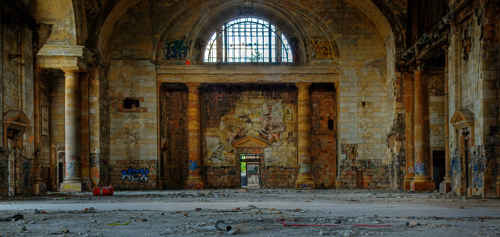 Abandoned train station, panorama