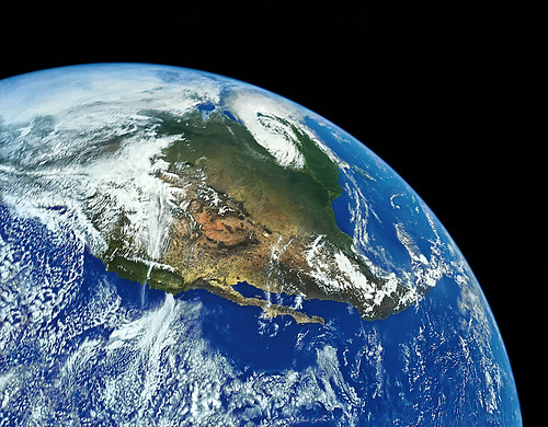 Earth and North America from Space - digitally restored