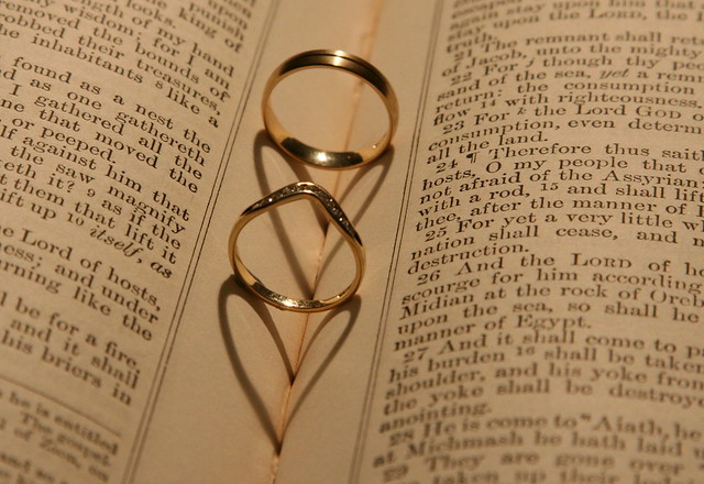 The two wedding rings in a very old family bible that belonged to Dorothy 39s