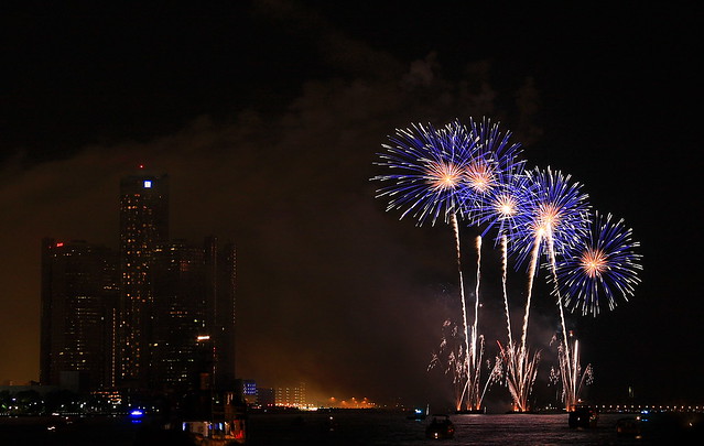Fireworks over Detroit River