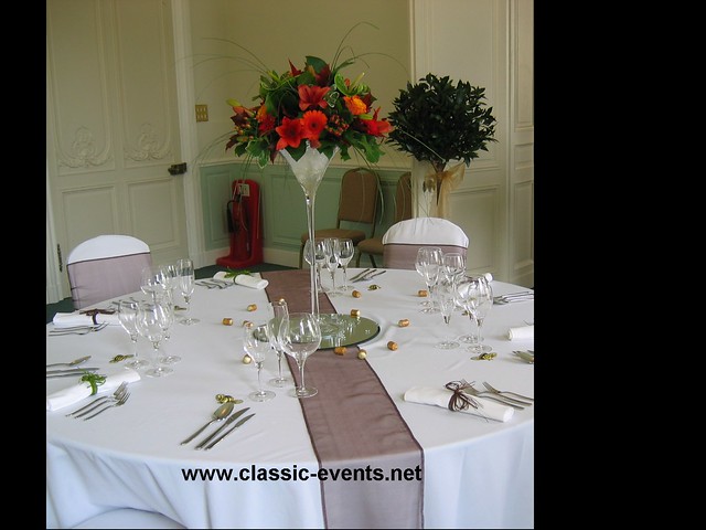 Classic Events Reception Table Decoration with martini vase arrangement 