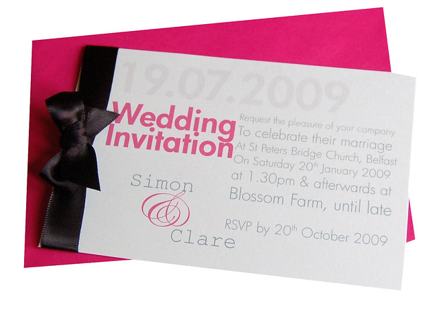 Couture Hot Pink Black Wedding Invitation