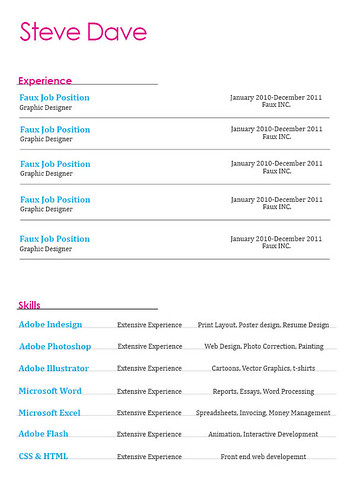 Resume Layout Page One