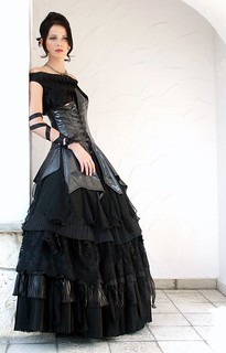 Bella P, black wedding dress