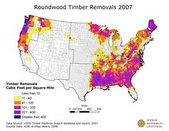 Counties with the Greatest Timber Removals, 2007