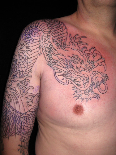 Dragon Sleeve and Chest Panel Front 1 tattoo sleeve Image by Shinobi32768