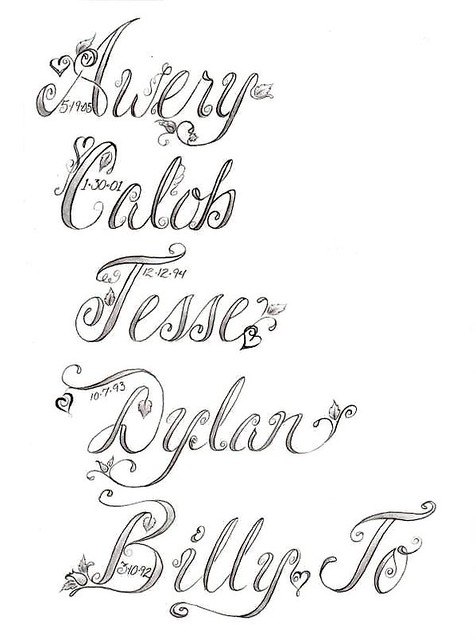 fancy tattoo lettering alphabet. "Fancy Script Names" Tattoo Design by Denise A. Wells. Names set sketches