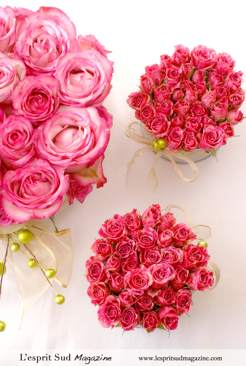 Pink rose centerpieces