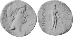 RRC 531/1 Denarius Antony, Male standing P VENTIDI PONT IMP