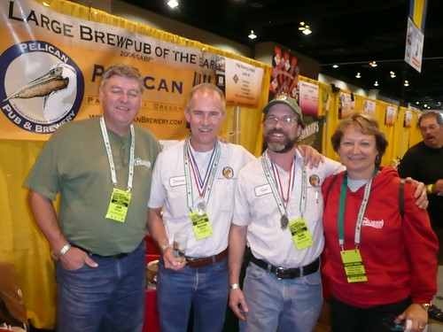 Darron Welch (2nd from Left) with the Pelican Brewpub Team