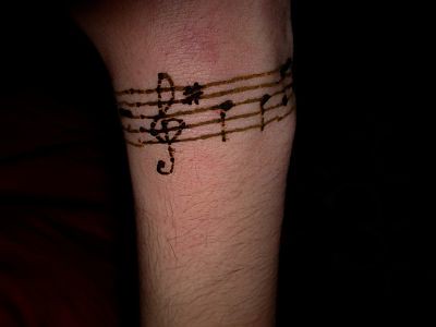 henna tattoooriginal music notes pattern for wrist or arm