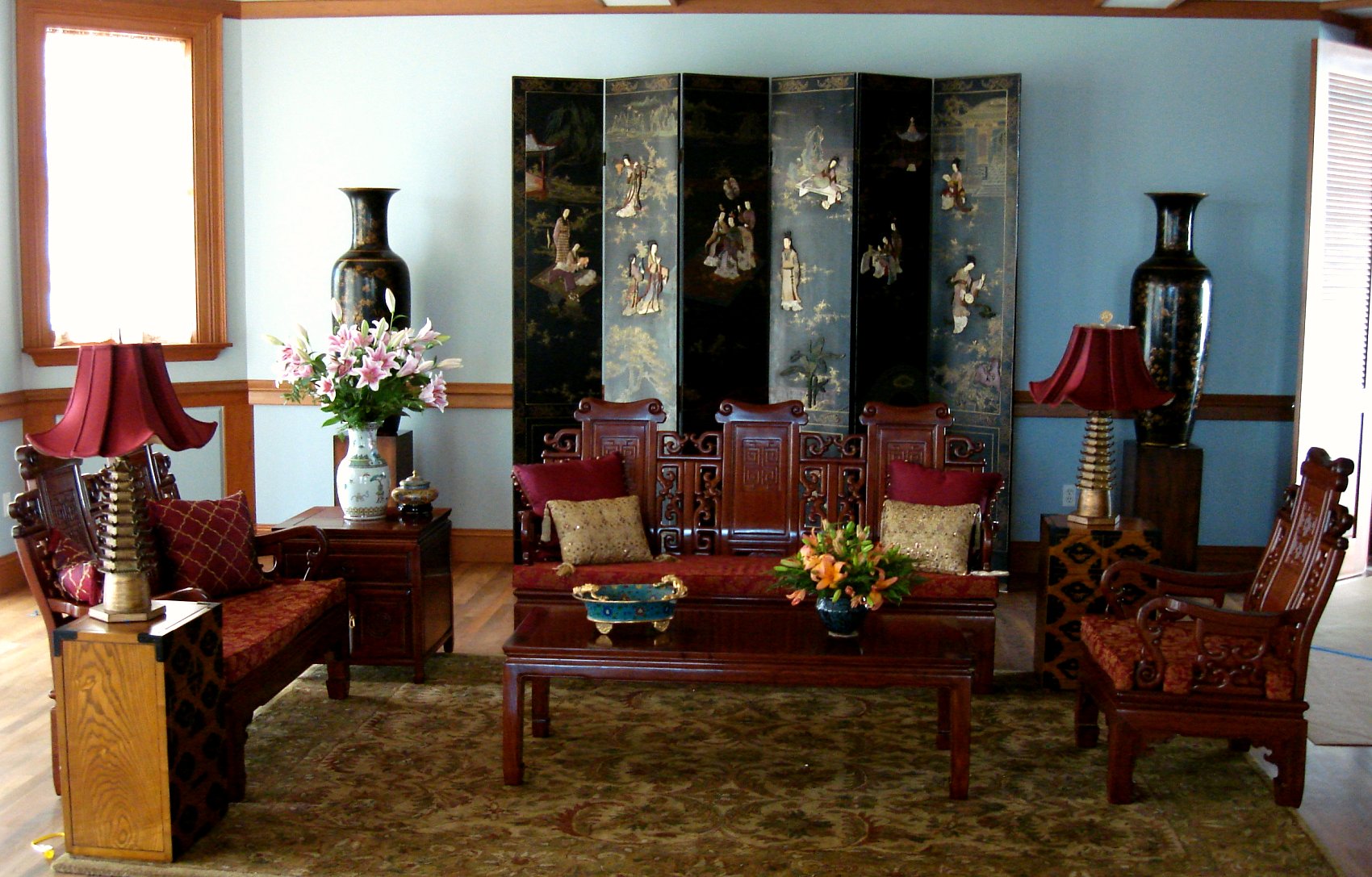 Korean, Chinese Living Room Interior Design Hawaii TV Set ...