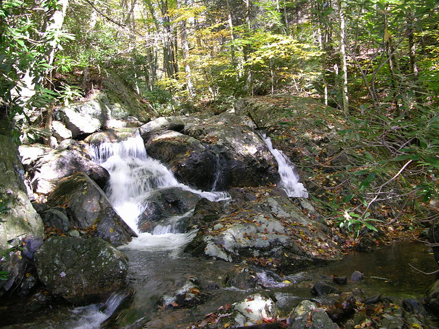 Beautiful waterfalls are outside at Grayson Highlands State Park
