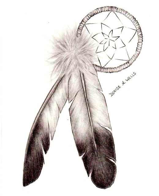 Eagle feather dream catcher tattoo