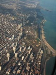Flying above downtown Chicago