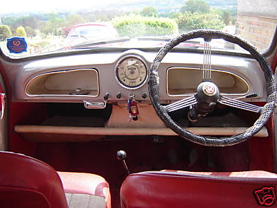 The inside of a 196263 Morris Minor 1000 seen for sale on ebay