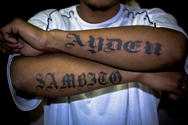 A classic Forearm piece using Old English style font