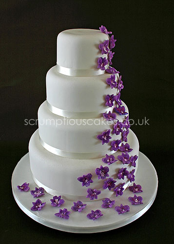 Wedding Cake Purple Orchid Cascade by Scrumptious Cakes PaulaJane
