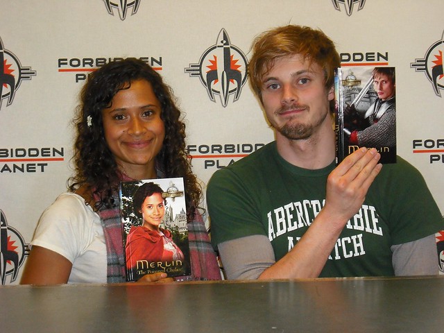 Bradley James Arthur and Angel Coulby Gwen were met by a queue that 