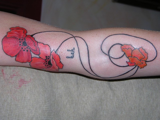 Art Nouveau Poppies Medicine Tattoos by Jennifer Moore at Sanctuary Tattoo