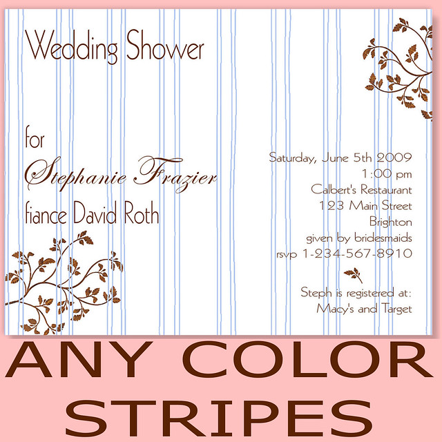  C101 wedding bridal shower invitation leaf fleurs brown aqua tiffany blue 