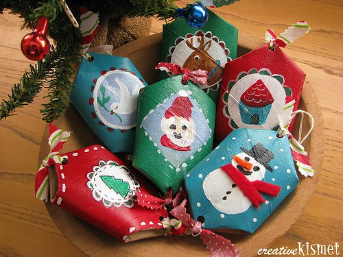 recycled paper roll ornaments