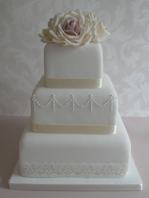Lace wedding cake with sugar