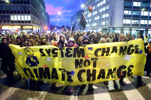 "System Change Not Climate Change" banner - United Nations Climate Change Conference - COP15 - Copenhagen, Denmark