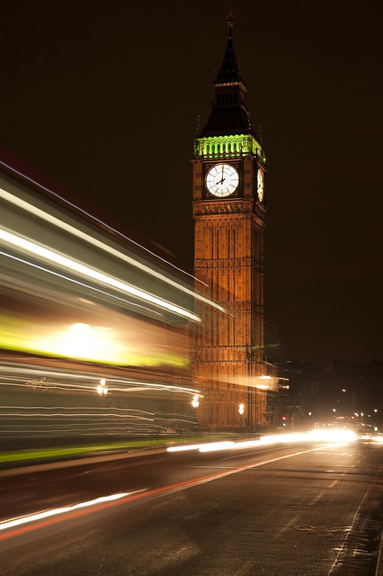 Big Ben before with car bus movement