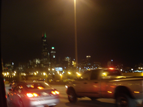 Driving into downtown Chicago