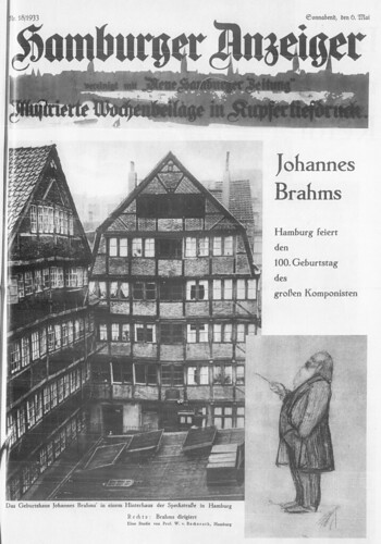 Hamburger Anzeiger, 6.5.1933, Supplement „Johannes Brahms“ celebrating his 100th birthday.