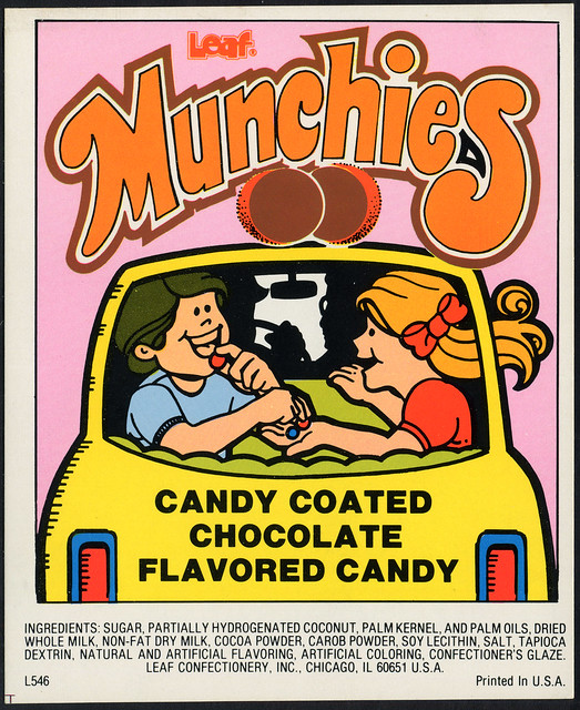 Candy Machine Vending Insert Card - Leaf Munchies candy coated chocolate flavored candy - 1970's