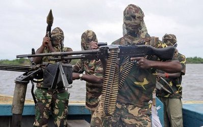 Armed militants from the Movement for the Emancipation of the Niger Delta. There was a bomb explosion in Warri on March 15, 2010. by Pan-African News Wire File Photos