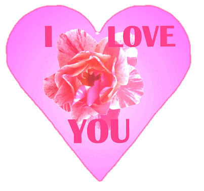 pink I LOVE YOU heart with rose 10 cm This clipart drawing has been created