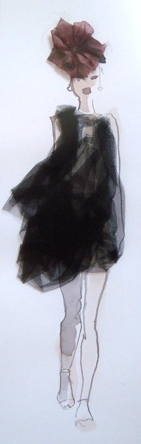 Fashion Illustration with net dress